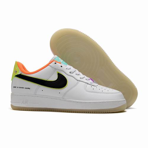 Cheap Nike Air Force 1 White Black Green Shoes Men and Women-78